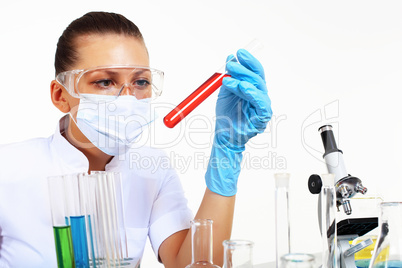 Female scientist in a chemistry laboratory