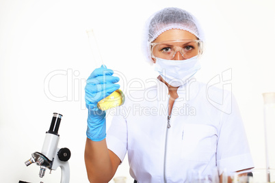 Female scientist in a chemistry laboratory