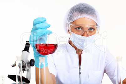 Female scientist in a chemistry laboratory