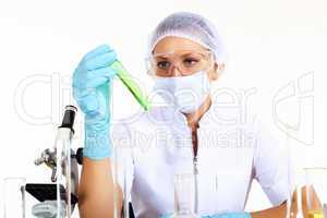 Female scientist in a chemistry laboratory