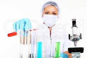 Female scientist in a chemistry laboratory