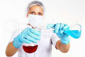 Female scientist in a chemistry laboratory