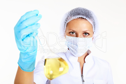 Female scientist in a chemistry laboratory