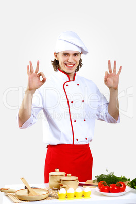 Portrait of a young cook in uniform