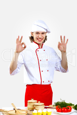 Portrait of a young cook in uniform