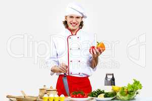 Portrait of a young cook in uniform