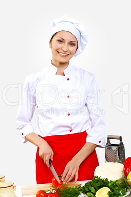 Portrait of a young cook in uniform