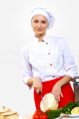 Portrait of a young cook in uniform