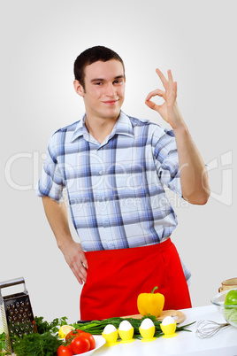 Man cooking fresh meal at home
