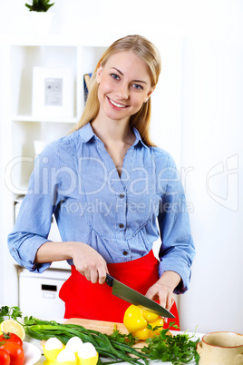 Woman cooking fresh meal at home