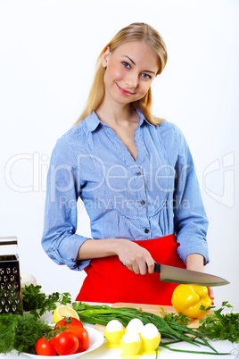 Woman cooking fresh meal at home