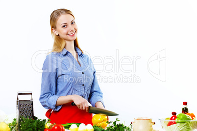 Woman cooking fresh meal at home