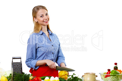 Woman cooking fresh meal at home