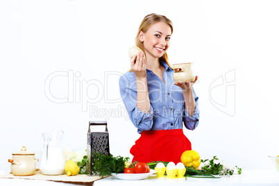 Woman cooking fresh meal at home