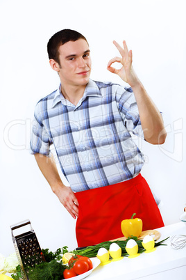 Man cooking fresh meal at home