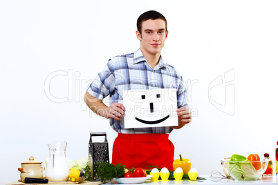 Man cooking fresh meal at home