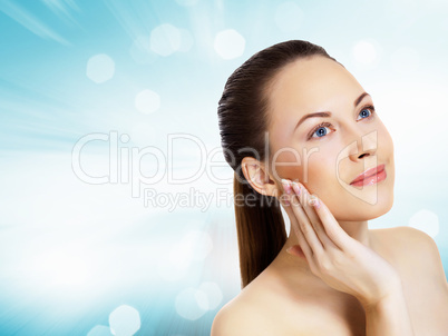 Studio portrait of young beautiful woman