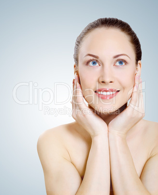 Studio portrait of young beautiful woman