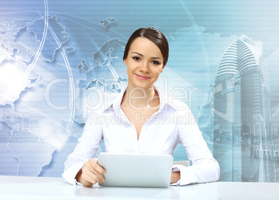 Young businesswoman making presentation