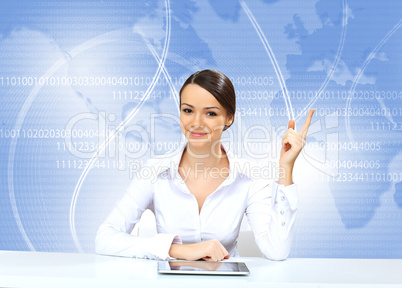 Young businesswoman making presentation