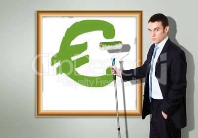 Businessman with a paint brush and banknote