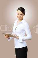 Young beautiful woman in business wear at work