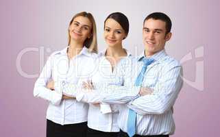 three successful young business persons together