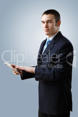 Young businessman making presentation