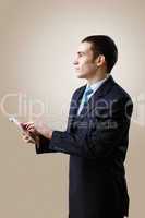 Young businessman making presentation