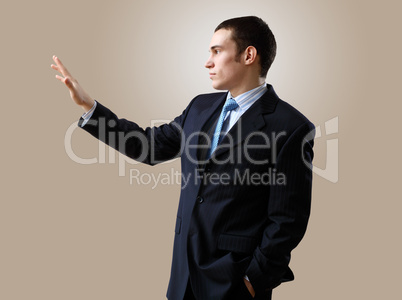 Young businessman making presentation