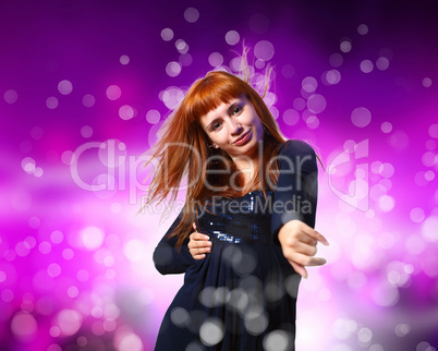 Young woman and disco background