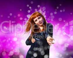 Young woman and disco background