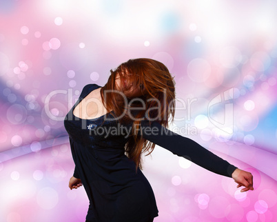 Young woman and disco background