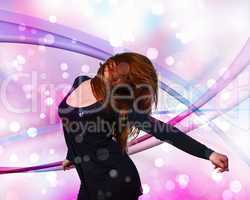 Young woman and disco background