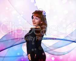 Young woman and disco background