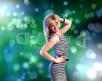 Young woman and disco background