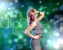 Young woman and disco background