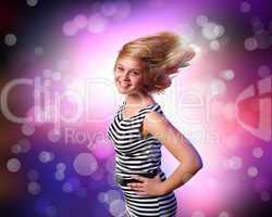 Young woman and disco background