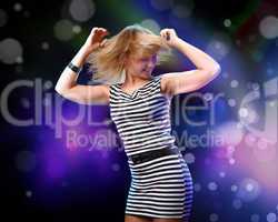 Young woman and disco background