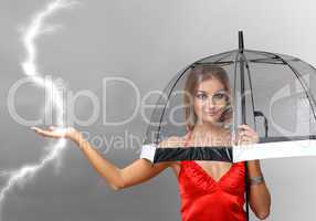 Young pretty woman with umbrella