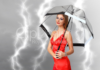 Young pretty woman with umbrella