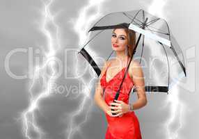Young pretty woman with umbrella