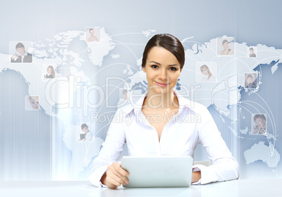 Young businesswoman making presentation