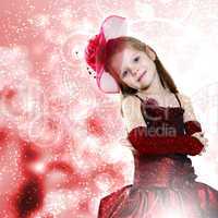 Little girl dressed up in beautiful dress