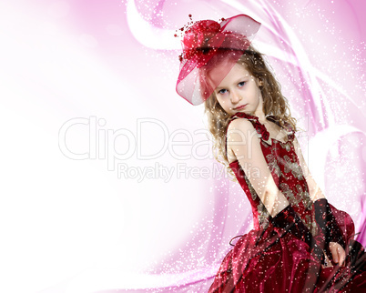 Little girl dressed up in beautiful dress