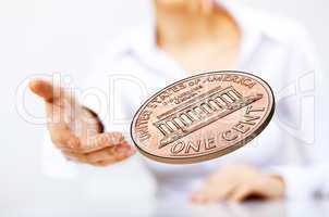 Coin as symbol of risk and luck
