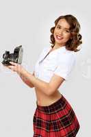 Young pretty woman dressed in retro style