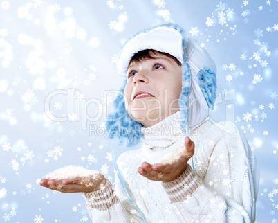 Portrait of little kid in winter wear