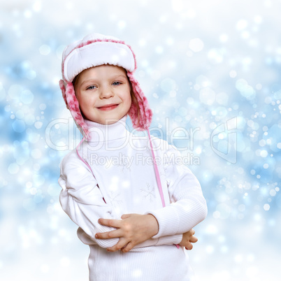 Portrait of little kid in winter wear