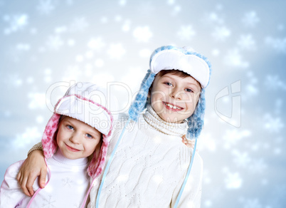 Portrait of little kid in winter wear